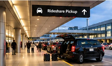 Illustration of airport rideshare pickup