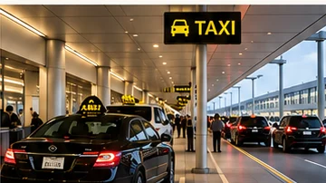 Illustration of airport taxi pickup